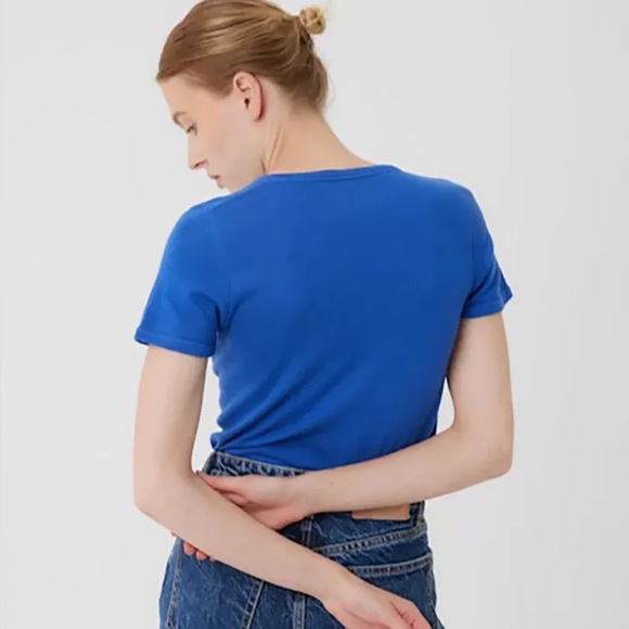 Majestic Filatures 100% Cashmere Short Sleeve Crewneck Sweater T-Shirt Blue 4 LG - Picture 2 of 11